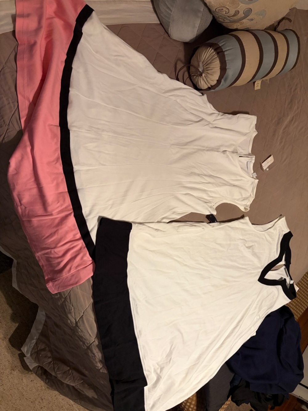 New York & Company White Midi Dress with Pink Hem and Black Trim. 2 for$60